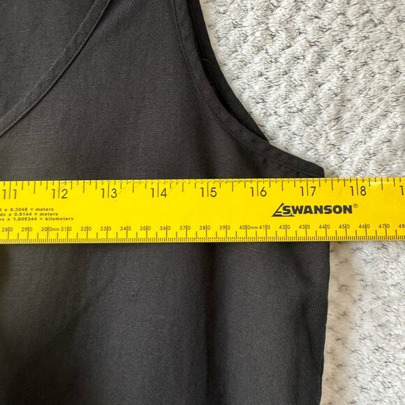 LOFT Lou & Grey Romper S Black Linen Zip Pocket Tie Waist Key Hole Straps V-Neck - Picture 11 of 15